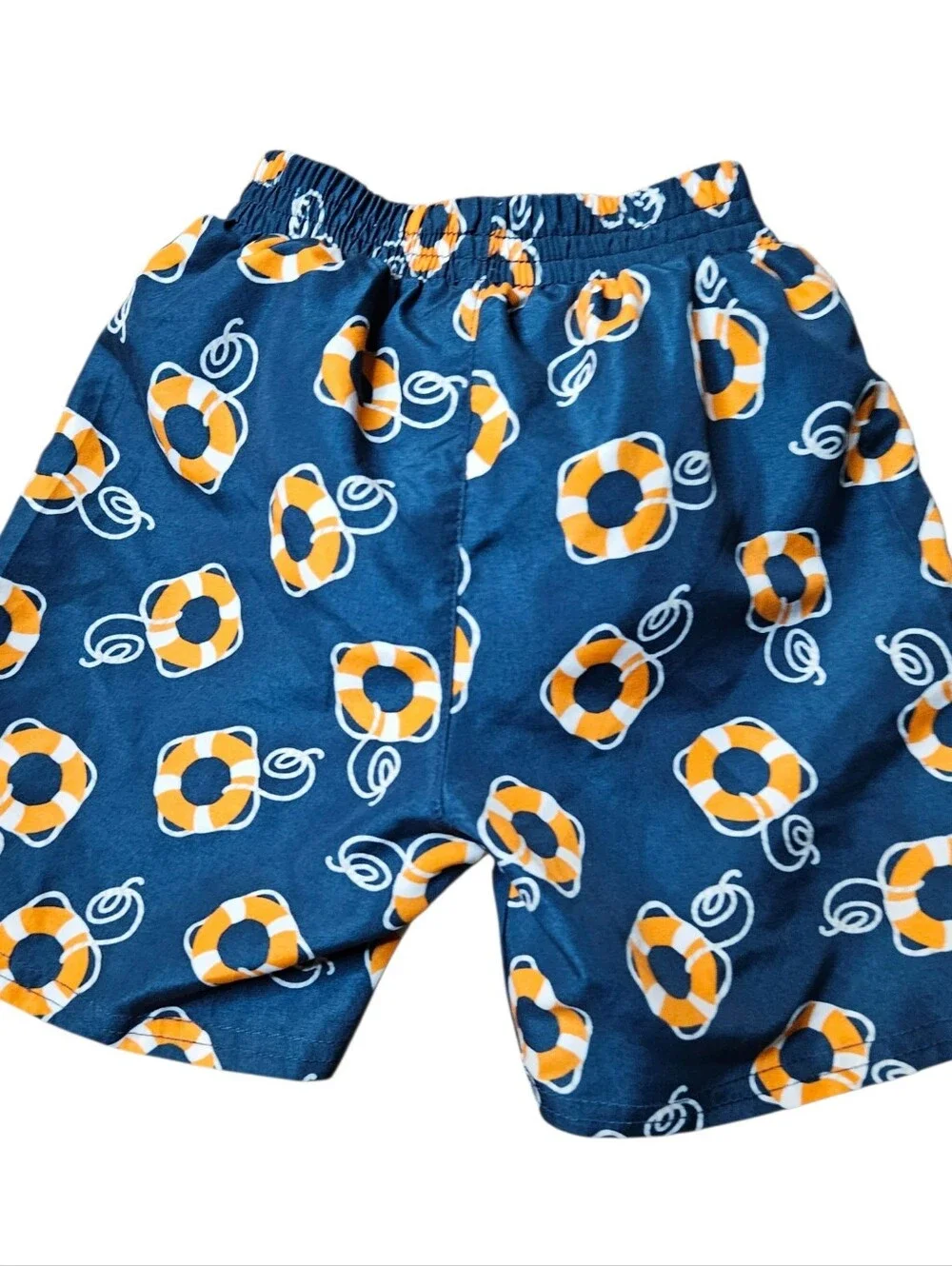 iPlay 3T Navy Orange Life Preserver Swim Trunks UPF 50+